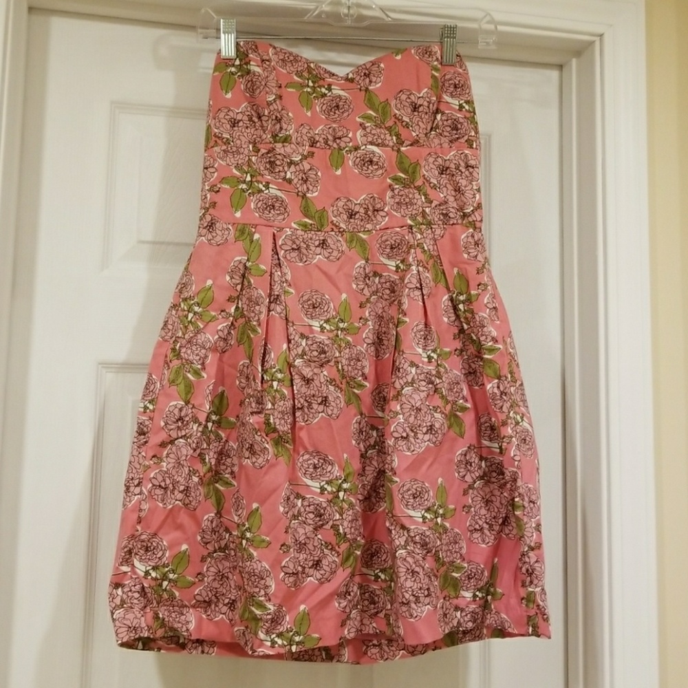 Pink hydrangea strapless dress